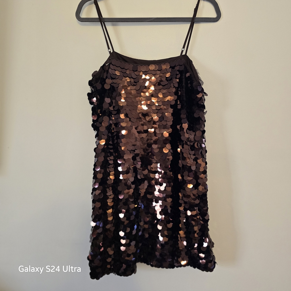 A New Day Black Sequin Mini Dress Size Medium